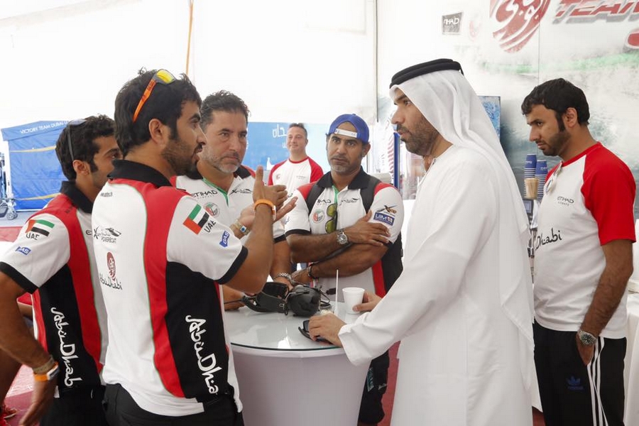 Team Abu Dhabi After receive congratulation From H.H Sheikh Dr. Sultan Bin Khalifa Al Nahyan (Advisor Of UAE President & Chairman of ADIMSC) and Mr.Ahmed Al Remeithi Board Member ADIMSC)